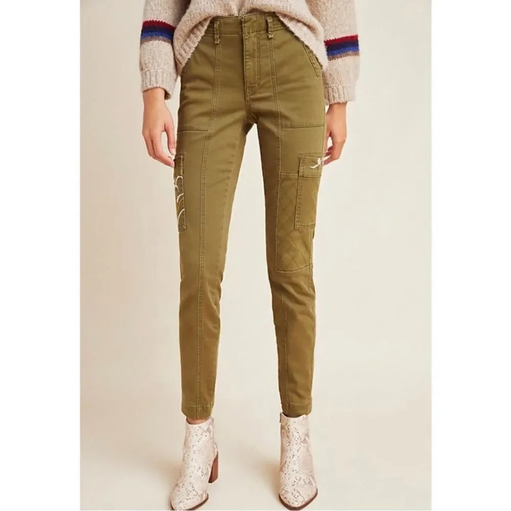 NEW Anthropologie Austen Embroidered Utility Pants